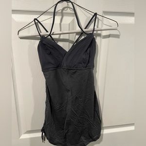 Lulu lemon womens strappy dark gray workout top. Size 4.